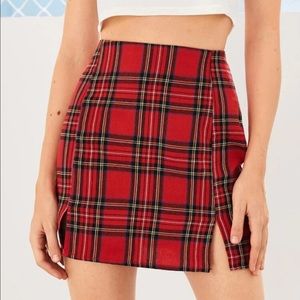 Plaid high rise skirt